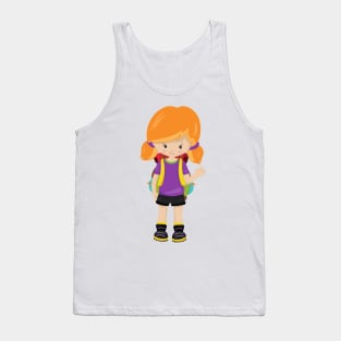 Camping, Campers, Cute Girl, Orange Hair, Backpack Tank Top